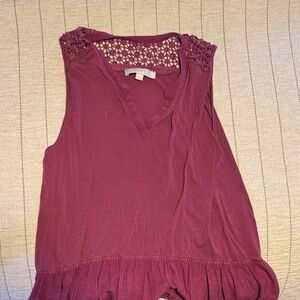 LOFT Plum Crochet Detail Blouse
